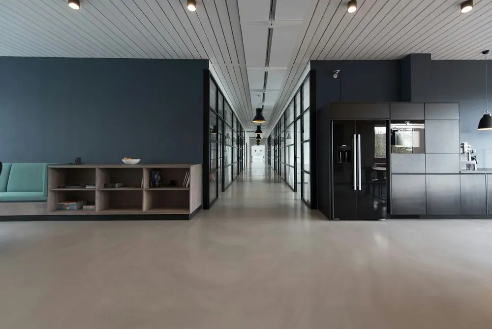 Clean modern office space with polished floors