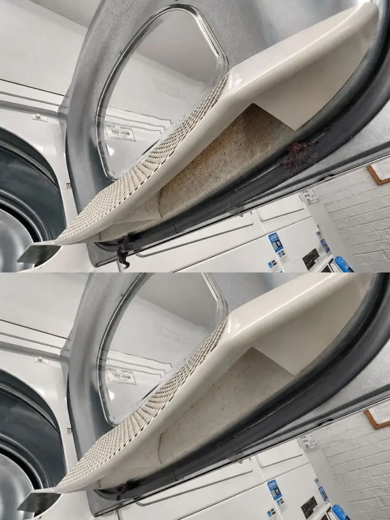 Before and after: dryer rim and vent detail cleaning